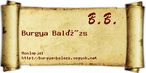 Burgya Balázs névjegykártya
